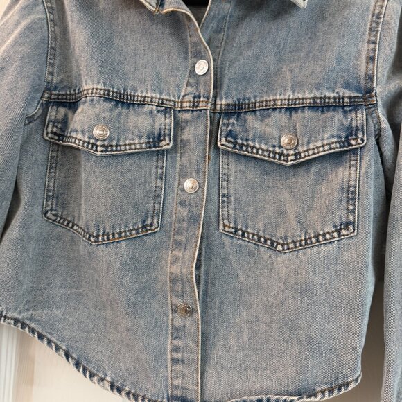 Stoosh Vintage Denim Shirt Jacket Shacket Size Small Acid Wash - Picture 9 of 9